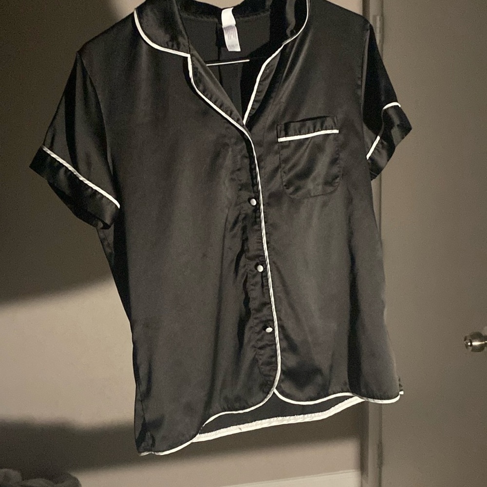black pajama silk shirt